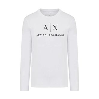 A|X Armani Exchange Long Sleeve Tops, male, White, Size: XS T-shirt a manica lunga con stampe del logo