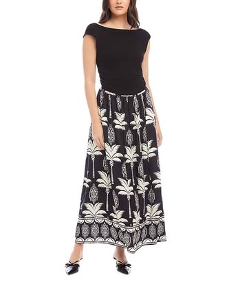 Fifteen Twenty Carina Long Contrast Dress In Black