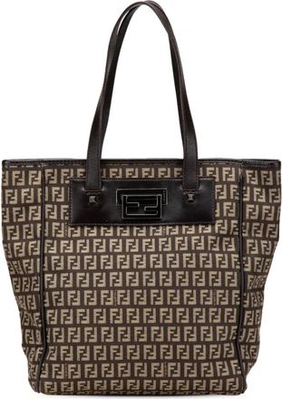 Fendi Borsa tote in tela con motivo Zucchino 2000-2010 - Marrone