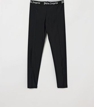Palm Angels Kids Slim Fit Leggings with Logo Waistband