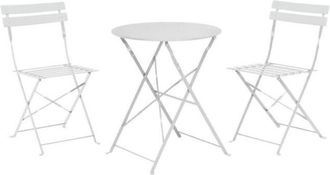 OEM Ambiance Mesa 60 Cm + 2 Sillas Plegables Metal Blanco Conjunto