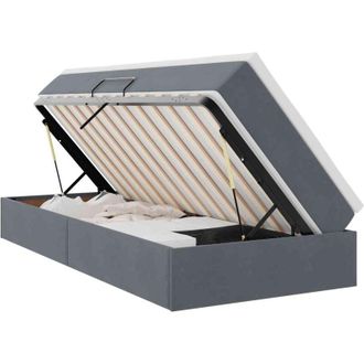 vidaXL Storage Bed with Mattress Dark Grey 90 x 200 cm Velvet vidaXL