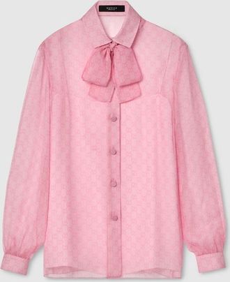 Gucci Printed Silk Chiffon Shirt, Pink, Ready-to-wear