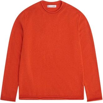 Comme Des Garçons Tops, Heren, Oranje, L, Wol, Rolled Hem Sweater