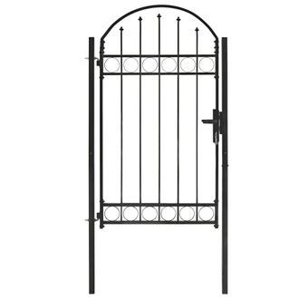 Berkfield Home Fence Gate with Arched Top Steel 100x175 cm Black