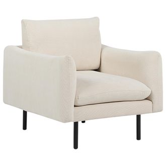 Beliani Sill&oacute;n De Tela Respaldo Acolchado Patas Negras Estilo Retro Moderno Beige Claro Vinterbro