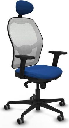 Piqueras y Crespo Piqueras Y Crespo - Jorquera Sincro Malla Blanca Similpiel Azul Brazos 2d Base Nailon Cabecero Fijo Ruedas 65mm Engomada