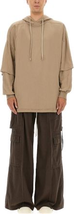 Rick Owens Beige Oversized Solid Hoodie