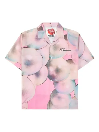 Pleasures Pearl print-detail button shirt - men - Polyester - L - Pink