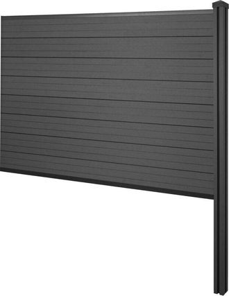 Hhg Hhg - Nunca Usado] Wpc Pantalla De Privacidad Sarthe, Valla Cortavientos, Wpc Postes Para Fijar En Hormig&oacute;n, Elemento De Extensi&oacute;n, 188cm Antracita