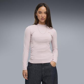 Puma T-shirt a maniche lunghe HER da donna, Abbigliamento, Rosa, XS