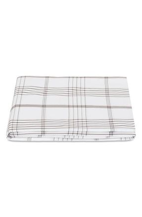 Matouk August Plaid 500 Thread Count Fitted Sheet in Sable at Nordstrom, Size King