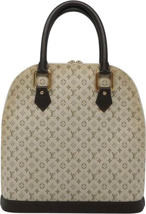 Louis Vuitton Alma Handbag Mini Lin Monogram Khaki Canvas Handbag (Pre-Owned)