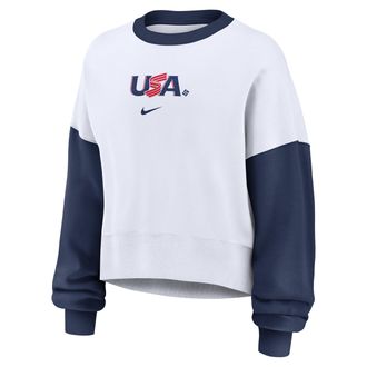 Nike USA Baseball 2026 World Baseball Classic Nike Womens Pullover Crew in White | 01D7022NWBU-HXT