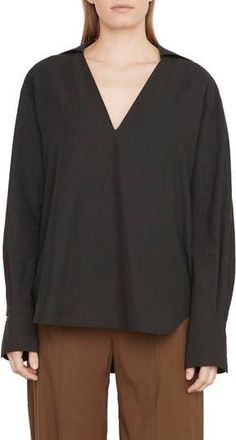 Vince V-Neck Popover Blouse in Black at Nordstrom Rack, Size Xx-Small