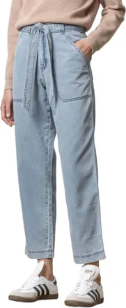 Lilla P Denim Belted Pant In Light Wash