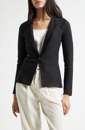 Emporio Armani Rib Jersey Jacket in Solid Black at Nordstrom, Size 16 Us