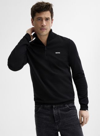 BOSS Mens Logo zip-neck sweater