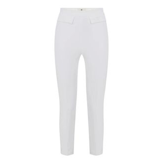 Elisabetta Franchi Cropped Trousers, female, Beige, Size: XL Double Layer Stretch Crepe Trousers