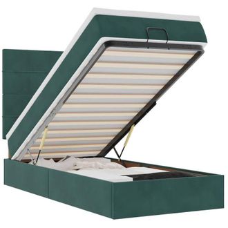 vidaXL Estructura Cama Otomana Colchones Verde Oscuro 90x190cm