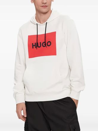 HUGO BOSS Felpa con logo e cappuccio - Bianco