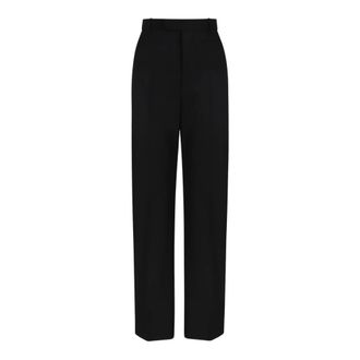Alexander McQueen Tailored Wide-Leg Broeken - Dames - Straight fit broeken - Zwart - S - Leer - Broeken