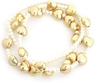 Panacea Puffy Hearts & Faux Pearl Set of 3 Stretch Bracelets in White at Nordstrom Rack