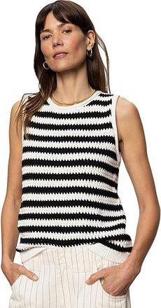 Sanctuary Crochet Shell Womens Sweater Chalk/Black Stripe 3 : XL (US 14), Cotton/Crochet