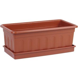 cofan Cofan - Jardinera Marron Modelo Azahar 40 X 20 X 15.5 + Plato 38 X 16.6 Cm Caja 12 Unid