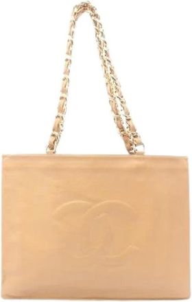 Chanel Pre-owned Deccoco Mark Lamslederen Tote Bag - Dames - Vintage Shopper - Beige - ONE Size - Leer - Vintage