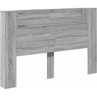 vidaXL Headboard Cabinet with LED Grey Sonoma 160 x 16.5 x 103.5 cm vidaXL