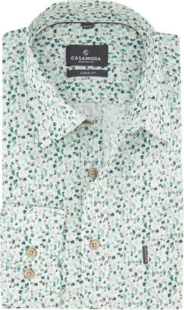 Casamoda Groene print Casa Moda Casual Fit overhemd