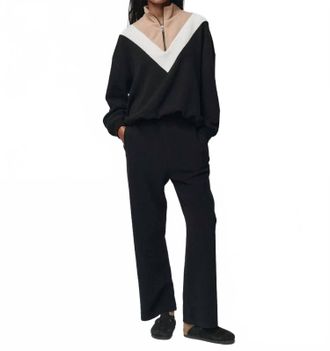 The Great. The Colorblock Plush Chalet Sweatshirt In Black