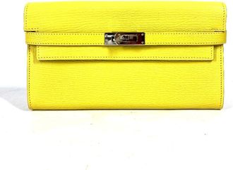 Hermès Yellow Chevre Leather Long Wallet (Bi-Fold) (Pre-Owned)