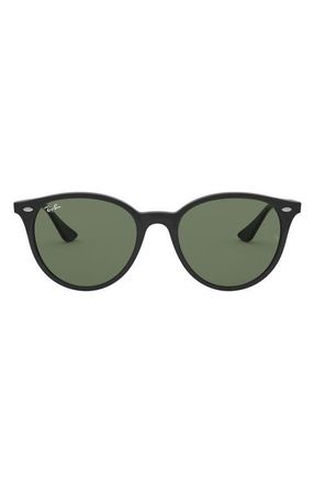 Ray-Ban Phantos 53mm Polarized Round Sunglasses in Black/Green Solid at Nordstrom