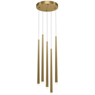 Maytoni Lampadario a Sospensione Moderno Cascade Alluminio Ottone 5 Luci Led 30W