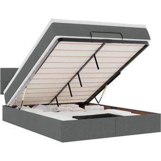 vidaXL Cama Otomana Con Colch&oacute;n Gris Oscuro 140x190 Cm Tela Vidaxl