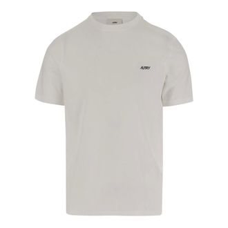 Autry T-Shirts, male, White, Size: 2XL Logo Cotton Crew Neck T-shirt