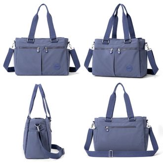 Generic Women Nylon Waterproof Tote Bags Large Handbag for College School (Grey Blue)