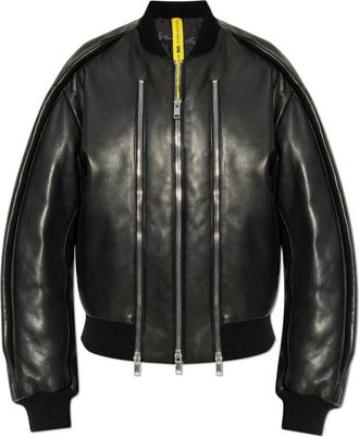 Moncler 6 Moncler Willow Smith Iali Leren Bomberjack - Dames - Leren en Su&egrave;de Jassen - Zwart - S - Leer - Jassen