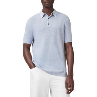 AllSaints Aubrey Ribbed Polo in Villa Blue at Nordstrom, Size Xx-Large