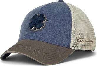 Black Clover Two Tone Vintage 33 Adjustable Hat Baseball Caps Navy Hat/3d Navy Clover/Stone Trim Felt Patch, Cotton/Mesh