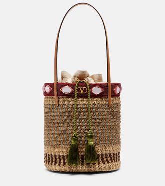Valentino Garavani Secchiello VLogo Large in rafia