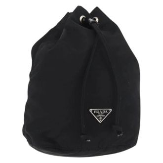 Prada Pre-owned Bucket Bags, female, Black, Size: ONE SIZE Pre-owned Nylon Pouch