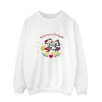 Disney Heren Mickey Mouse Mickey Minnie Kerstmis Sweatshirt (Wit)