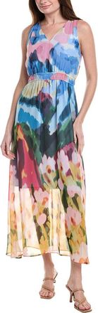 Anne Klein Printed Pebble Chiffon Maxi Dress