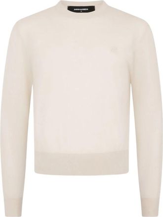 Dsquared2 Trui met ronde hals - Heren - Ronde hals truien - Beige - XL - Wol - Truien & Vesten