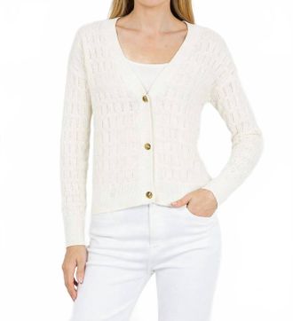 Whisper Scallop Trim Pretty Cardigan In Ivory