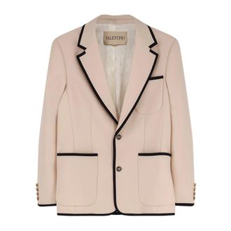 Valentino Single-Breasted Virgin Wool Blazer - male - Valentino - Blazers - Beige - M - Suits