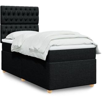 vidaXL Vidaxl - Cama Box Spring Con Colch&oacute;n Tela Negro 90x200 Cm